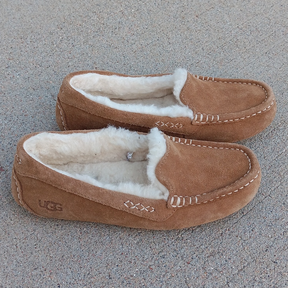 UGG Ansley Suede Leather Shearling Slippers Womens 6